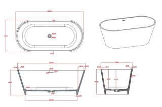 Ванна из искусственного камня Timo Elissa ELISSA1580 160x75 см белый